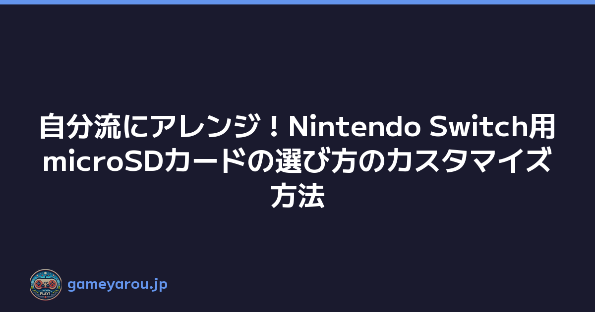 自分流にアレンジ！Nintendo Switch用microSDカードの選び方のカスタマイズ方法
