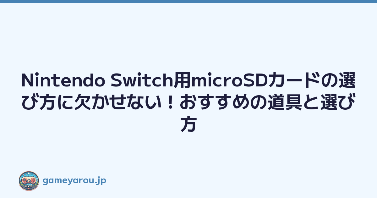 Nintendo Switch用microSDカードの選び方に欠かせない！おすすめの道具と選び方